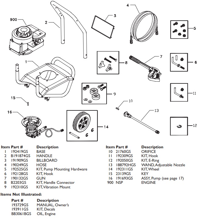 GENERAC Model 1974-0 repair parts